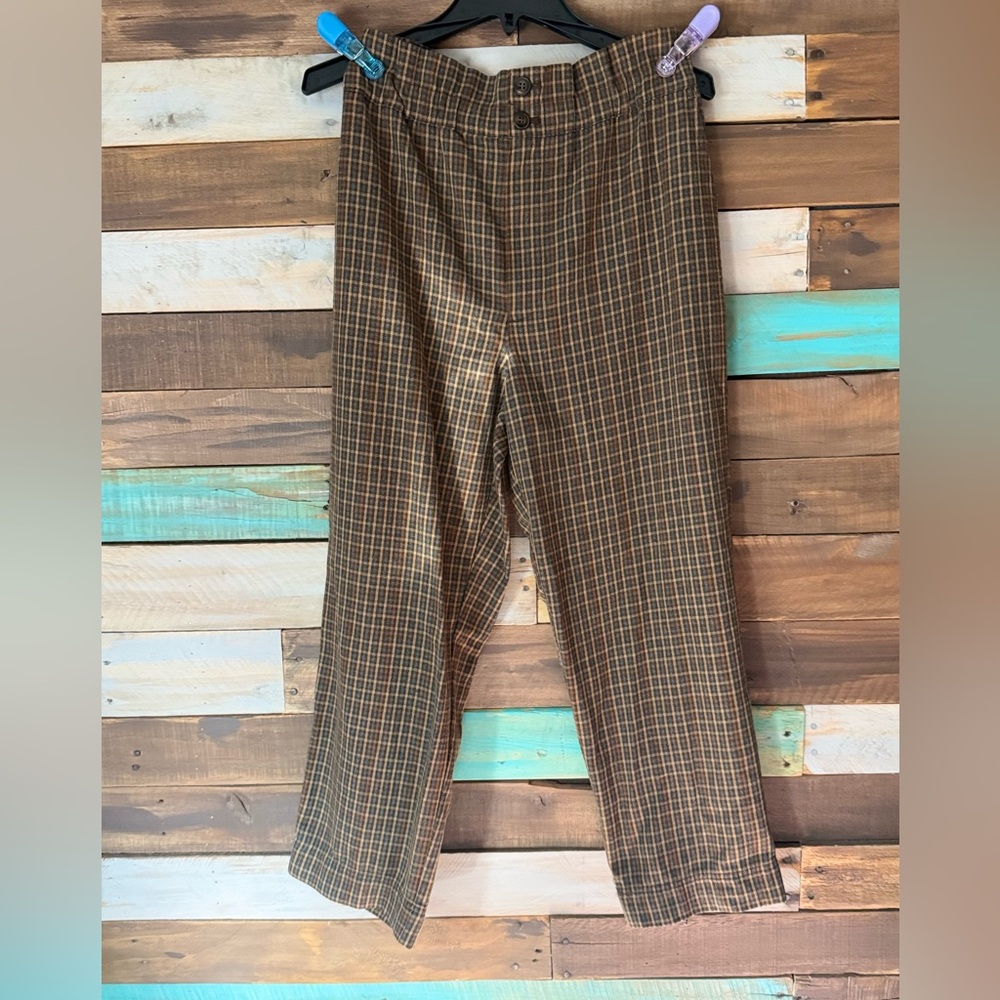 Madewell Brown Plaid Trousers